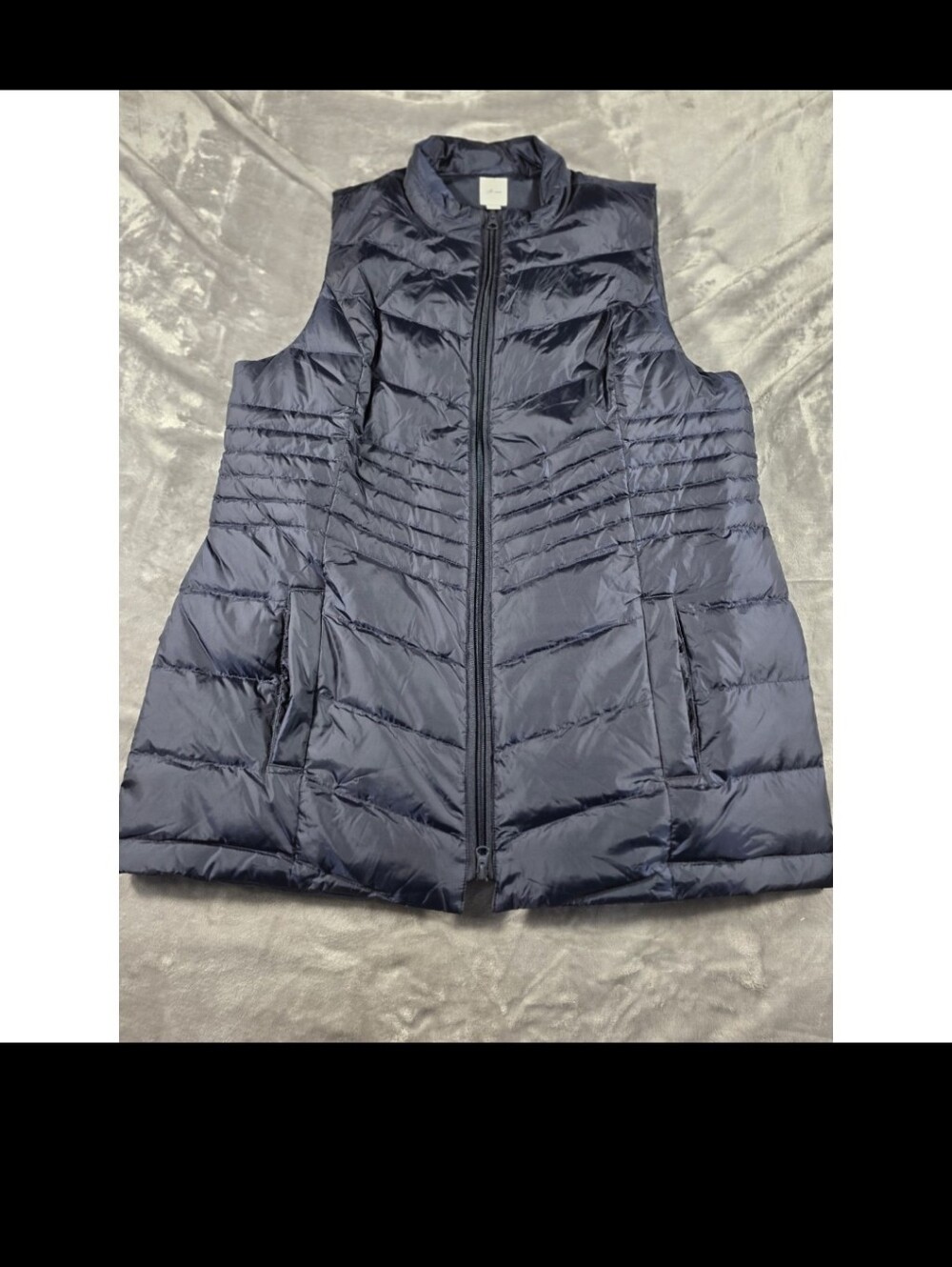J. Jill Long Down Zip Vest Navy Womens Size Large Nice!